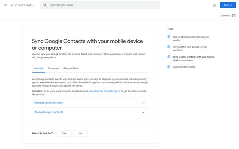 Sync Google Contacts with your mobile device or computer ...