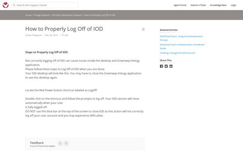 How to Properly Log Off of IOD - Virsage Support Portal