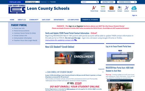 Parent Portal / Portal User Info - Leon County Schools