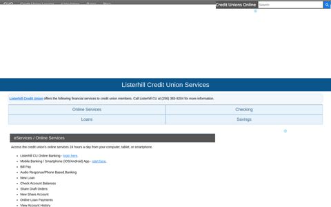 Listerhill Credit Union Services - Credit Unions Online