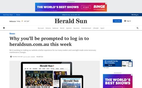 Herald Sun log-in issue | Herald Sun