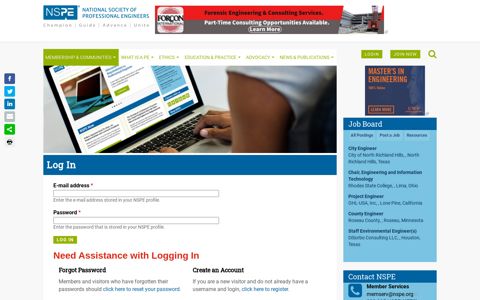 Log in | National Society of Professional Engineers