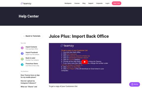 Juice Plus: Import Back Office - Teamzy