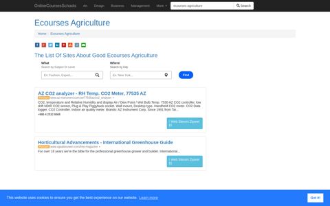 Ecourses Agriculture - OnlineCoursesSchools.com