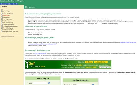 GolfSoftware Online - GolfSoftware.com
