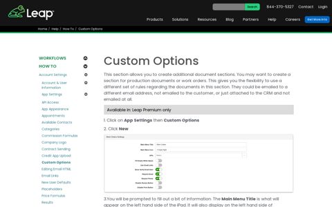 Custom Options - LEAP to Digital