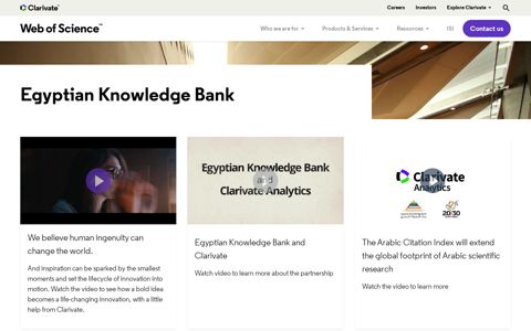 Egyptian Knowledge Bank - Web of Science Group - Clarivate