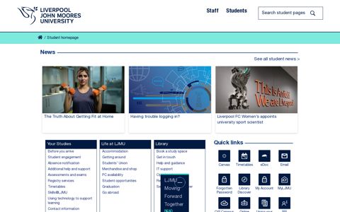 Student homepage | Liverpool John Moores University