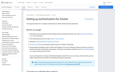 Setting up authentication for Docker | Artifact Registry - Google ...