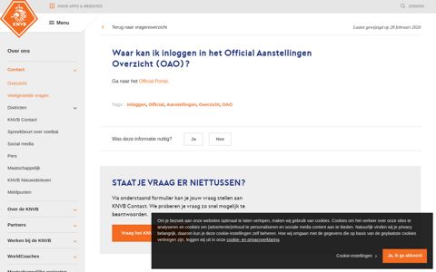 inloggen in het Official Aanstellingen Overzicht (OAO)? - KNVB