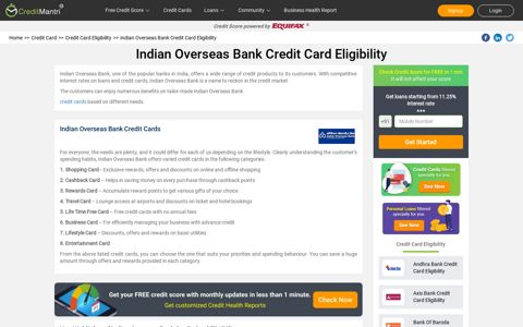 Indian Overseas Bank Credit Card Eligibility - Check Eligibility ...