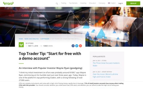 Top Trader Tip: “Start for free with a demo account” - eToro
