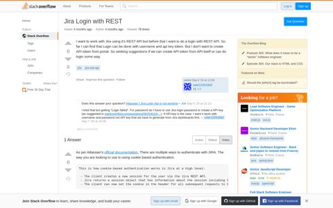 Jira Login with REST - Stack Overflow