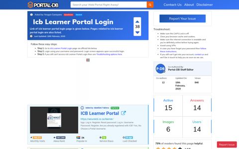 Icb Learner Portal Login - Portal-DB.live