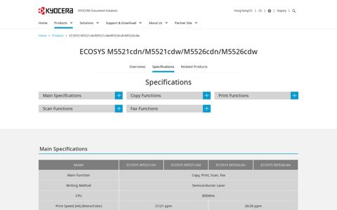 Specifications - ECOSYS M5521cdn/M5521cdw/M5526cdn ...
