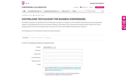 Bestellung - Testen - Konferenzen - Telekom