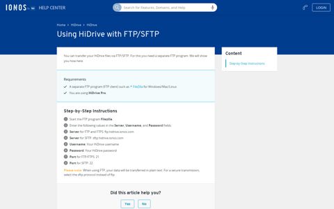 Using HiDrive with FTP/SFTP - IONOS Help