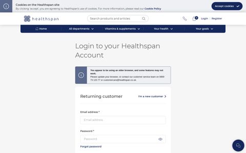 Login to your Healthspan Account