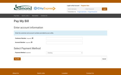 eCity, City of Edmond > Main Menu > Pay Now - Pay My Bill