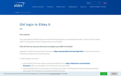 Old login to Eldes.lt | Eldes Alarms