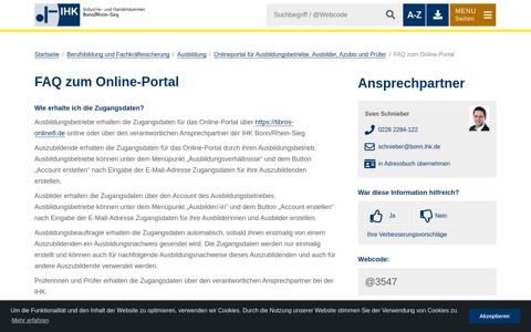 FAQ zum Online-Portal - IHK Bonn/Rhein-Sieg