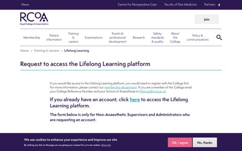 Request to access the Lifelong Learning platform | The Royal ...