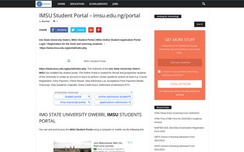 IMSU Student Portal - imsu.edu.ng/portal - Eduinformant