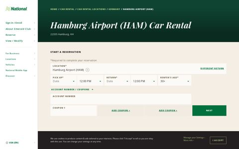 Car Rental in Hamburg Airport (HAM) | National Car Rental