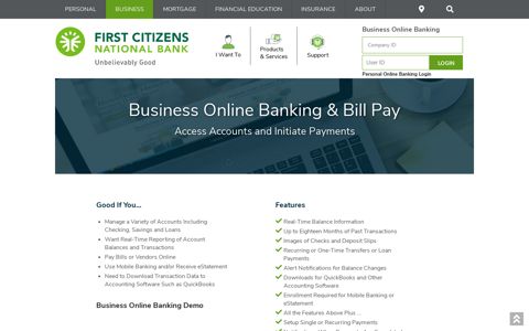 Business Online Banking & Bill Pay | First Citizens National ...