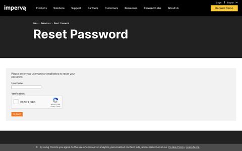 Reset Password - Imperva