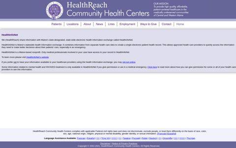 HealthInfoNet - HealthReach Community Health Centers
