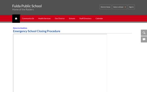 Emergency School Closing Procedure - Fulda Public School