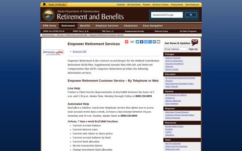 Empower Retirement Customer Service | Alaska Division of ...