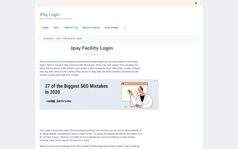 Jpay Facility Login | JPay Login