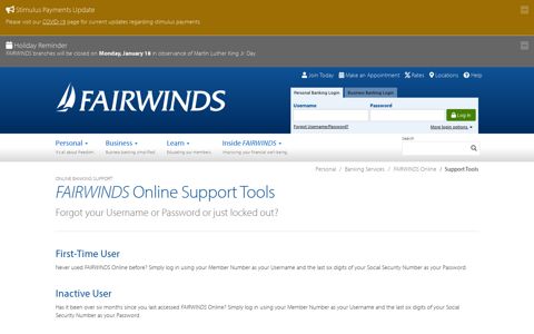 Online Banking Support - FAIRWINDS Credit Union