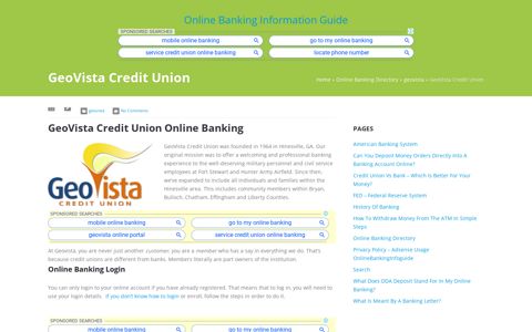 GeoVista Credit Union | Online Banking Information Guide