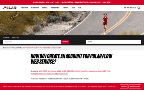 How do I create an account for Polar Flow web service ...