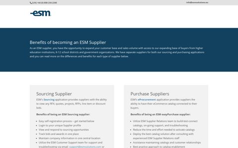Information for Suppliers | ESM - ESM Solutions