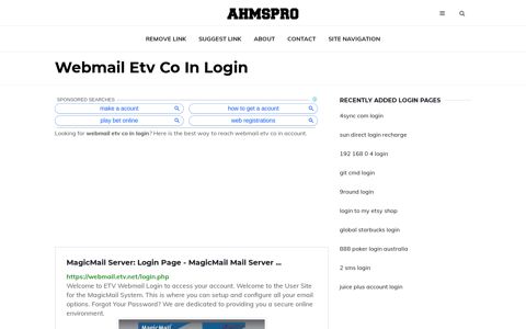 webmail etv co in ✔️ MagicMail Server: Login Page - MagicMail ...
