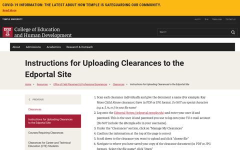 Instructions for Uploading Clearances to the Edportal Site ...