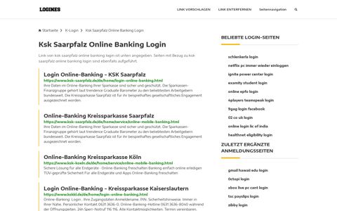 Ksk Saarpfalz Online Banking Login | Allgemeine Informationen zur ...
