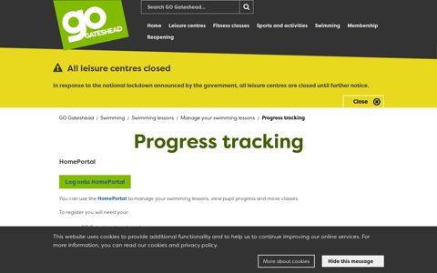 Progress tracking - GO Gateshead