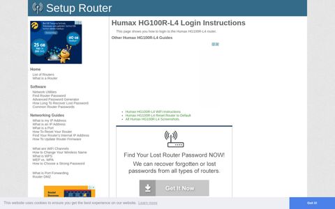 How to Login to the Humax HG100R-L4 - SetupRouter