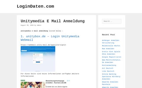Unitymedia E Mail - Unitybox.De - Login Unitymedia Webmail