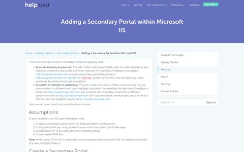 Adding a Secondary Portal within Microsoft IIS
