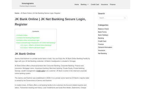 JK Bank Online | JK Net Banking Secure Login, Register