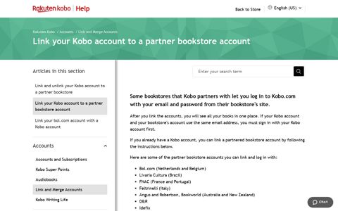 Link your Kobo account to a partner bookstore account ...