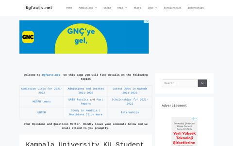 Kampala University KU Student Results Online - Ugfacts.net