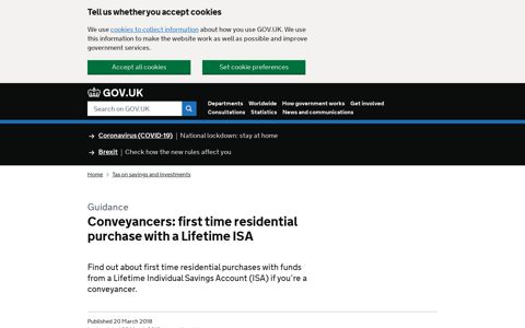 Conveyancers: first time residential purchase with a Lifetime ISA