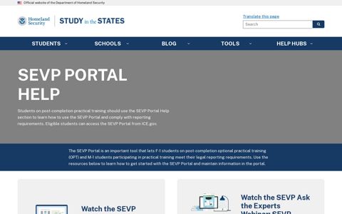 SEVP Portal Help | Study in the States